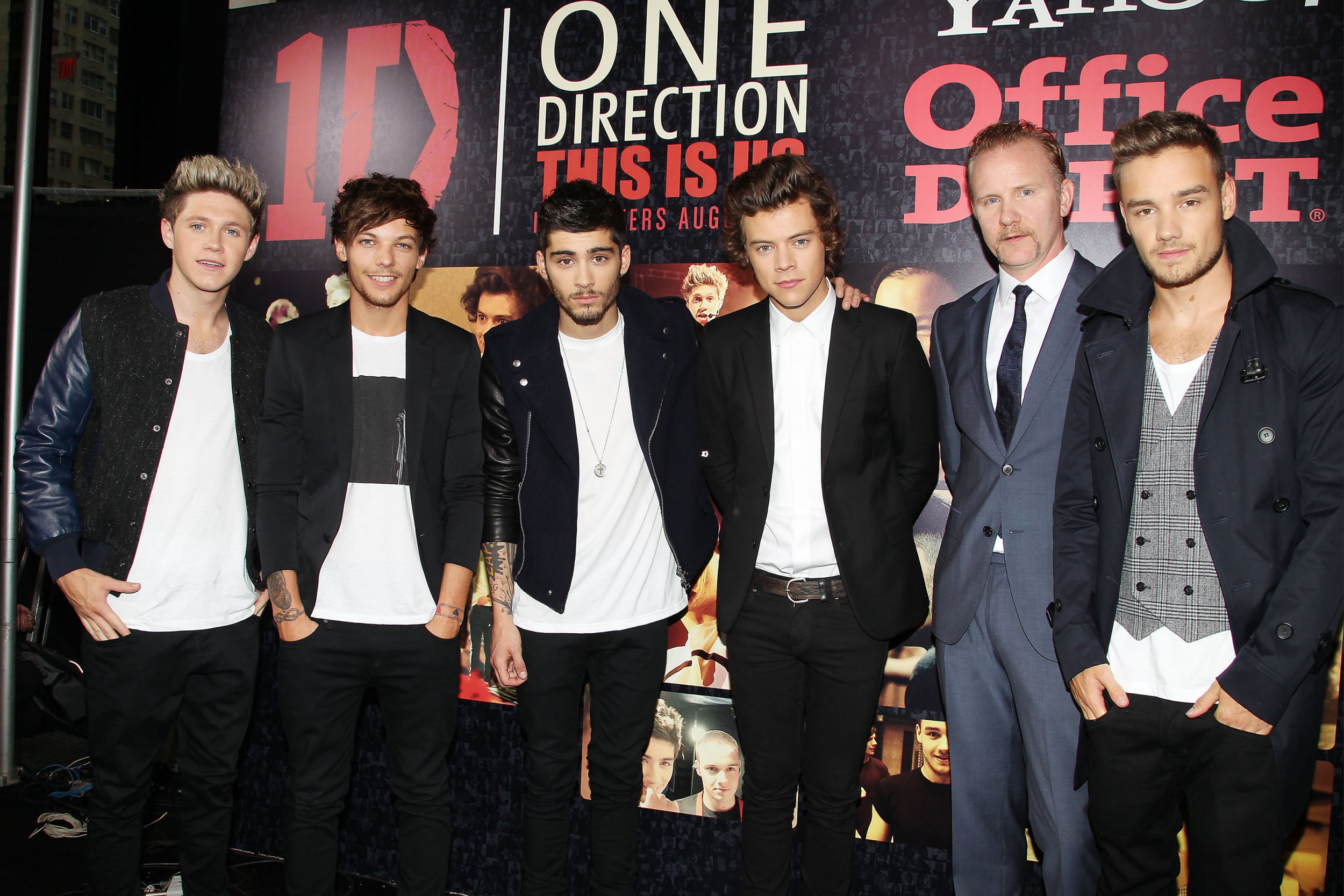 One Direction - Louis Tomlinson, Niall Horan, Zayn Malik, Liam Payne, Harry Styles和Morgan Spurlock“单向乐队：这就是我们”电影首映