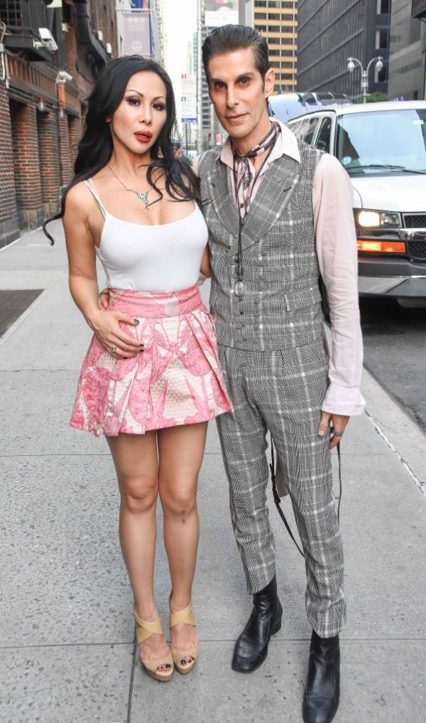 Perry Farrell and wife Etty Lau Farrell in New York City on July 29, 2019.